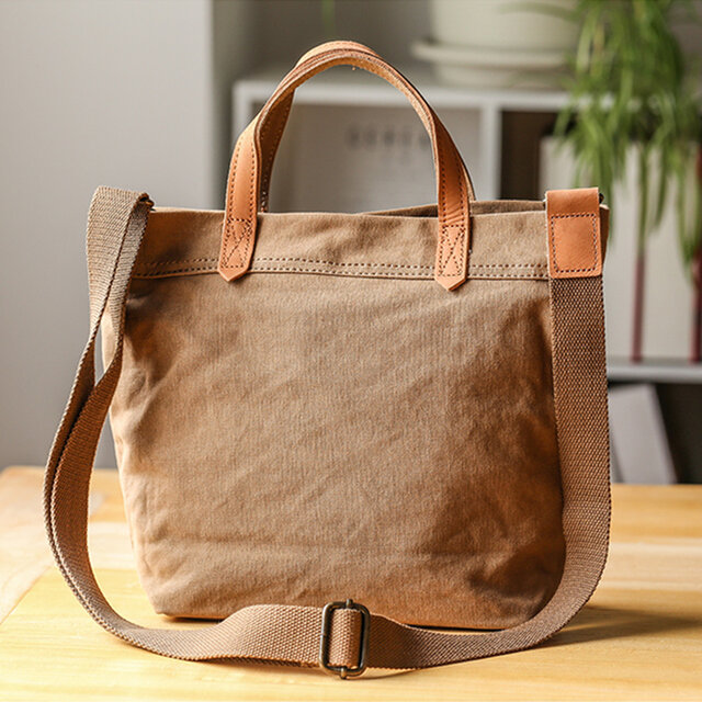 REHARD HAND MADE 水牛革 トート ショルダー 2WAY 帆布×牛革 2WAYトートバッグ 撥水加工 シンプル 定番 ショルダー付き