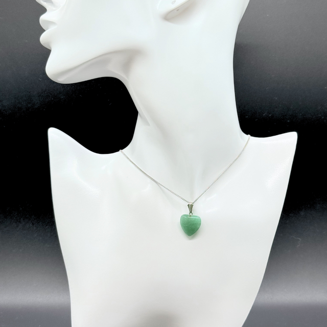 15mm ハート アベンチュリン/砂金水晶 天然石ネックレス - heart