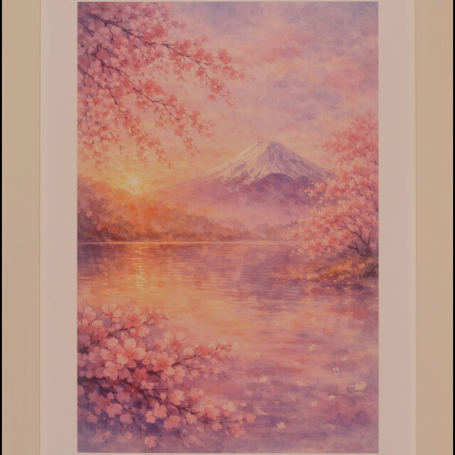 『あさの光にひたり』●がんどうあつしデジタル絵画（AI使用）●A3額付縦47㎝ あさの光にひたり』○がんどうあつしデジタル絵画（AI使用）○A3額付縦