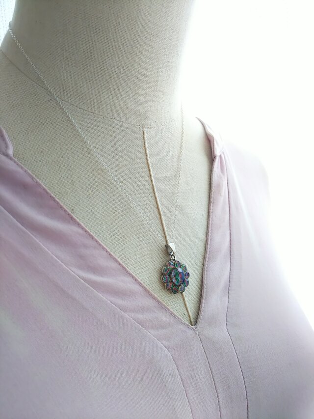 1930-40年代 アールデコ／お花のようなアイリスglass Silver925 