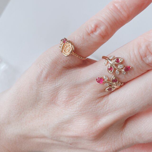 植物のリング k18 ルビー&ダイヤモンド | iichi 日々の暮らしを 