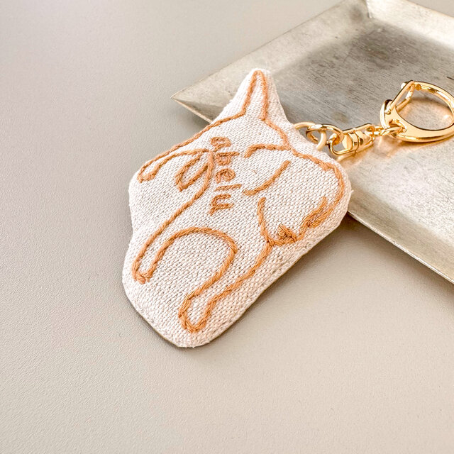 オーダーメイド】名前入り うちの子線画刺繍キーホルダー／バッグ