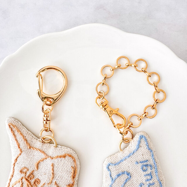 オーダーメイド】名前入り うちの子線画刺繍キーホルダー／バッグ