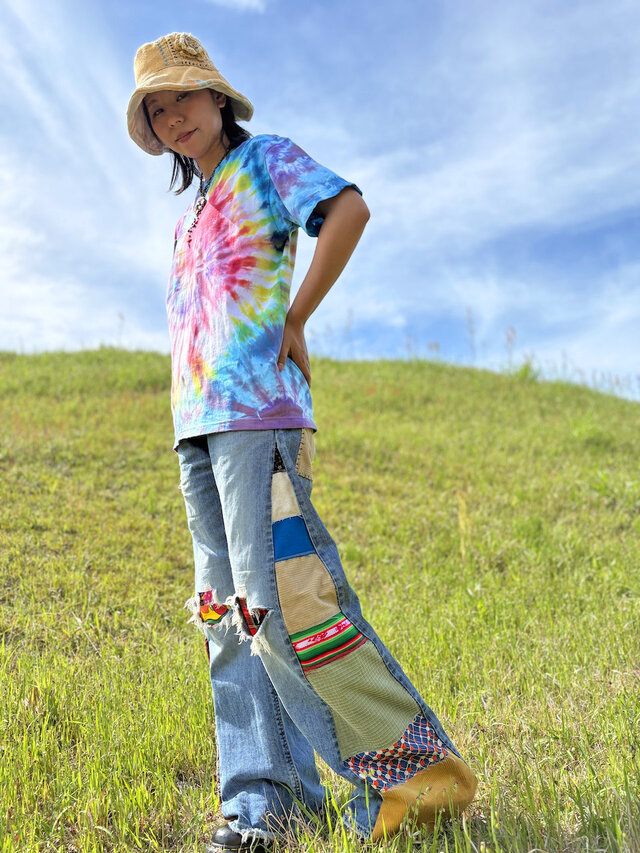 タイダイ Tシャツ Mサイズ カラフル スパイラル Hippies Dye HD25-95