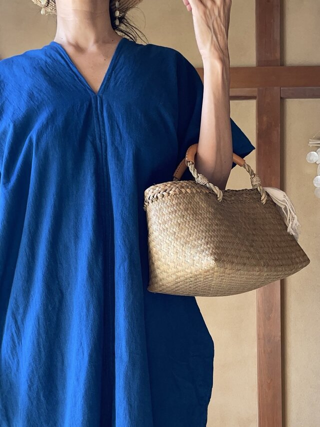 Extra Soft Cotton Tao Kaftan in Indigo/藍染めカフタンワンピース