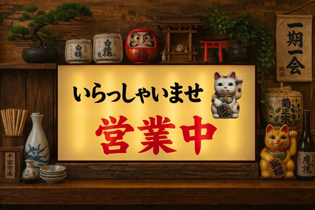 【オーダー無料】営業中 招き猫 開店 昭和レトロ 看板 置物 雑貨 ライトBOX オーダー無料】営業中 オープン 開店 まねきねこ 招き猫 開店 昭和