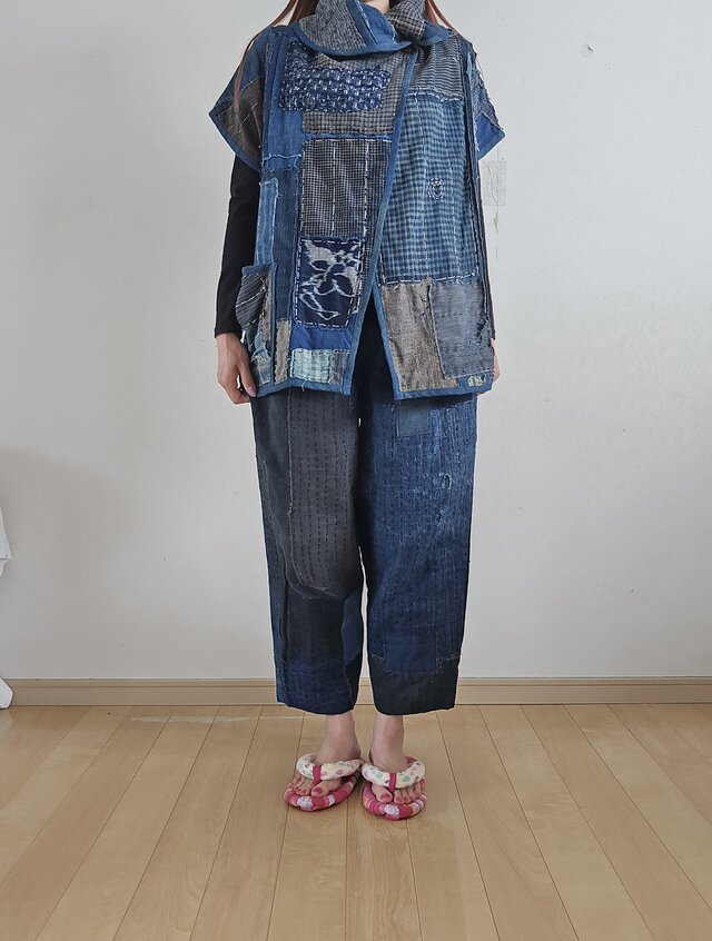 大正時代の麻古布！【 羽織ジャケット リメイク】襤褸 ボロ 着物リメイク ハンドメイド BORO 襤褸 ジャケット | iichi 日々の