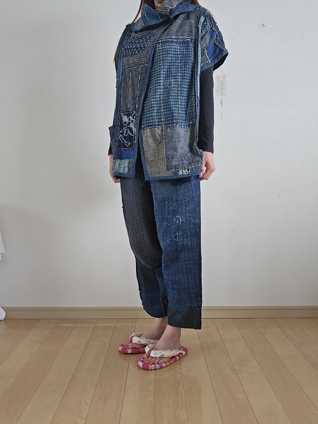 大正時代の麻古布！【 羽織ジャケット リメイク】襤褸 ボロ 着物リメイク ハンドメイド BORO 襤褸 ジャケット | iichi 日々の