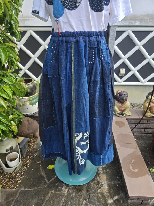 着物リメイク 手作り BORO 襤褸 パッチワーク スカート | iichi 日々の