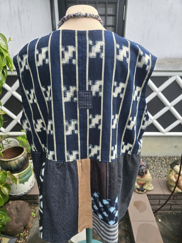 着物リメイク 手作り 絣 パッチワーク チュニック | iichi 日々の