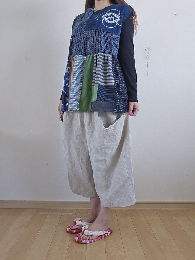 着物リメイク 手作り 絣 パッチワーク チュニック | iichi 日々の