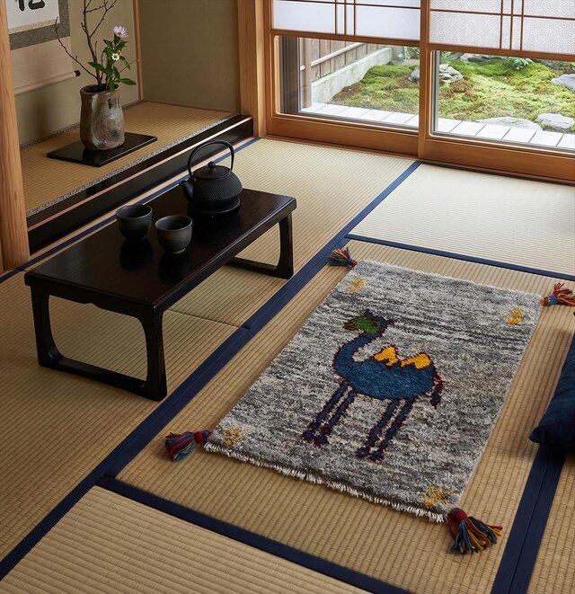 ペルシャ ギャッベ 玄関マット小 ラグ 61x39cm グレー ラクダ NN20254