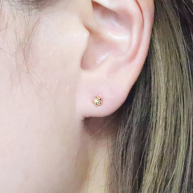 K18 4mm 星ピアス スタッドピアス 18金 イエロー ホワイト ピンク