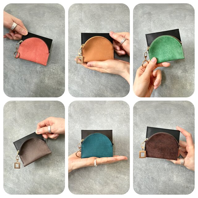 ◇本革ハーフムーンのコンパクト財布◇ メンズ レディース 本革 本皮