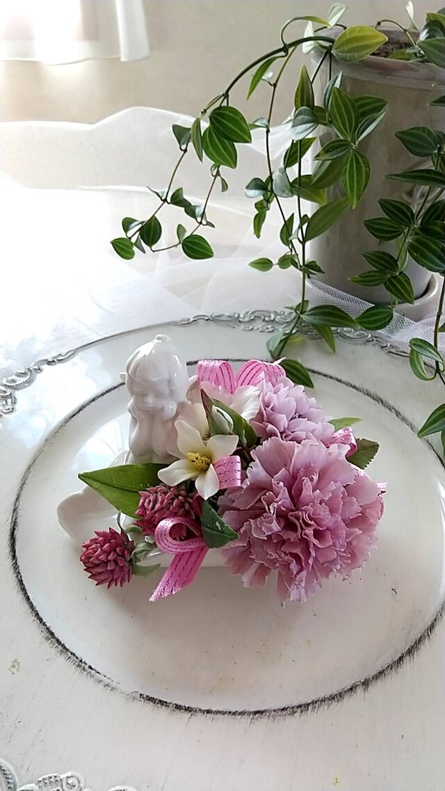 専用】クレイフラワーイエローシンビジウム 3本立ち鉢植え 樹脂粘土