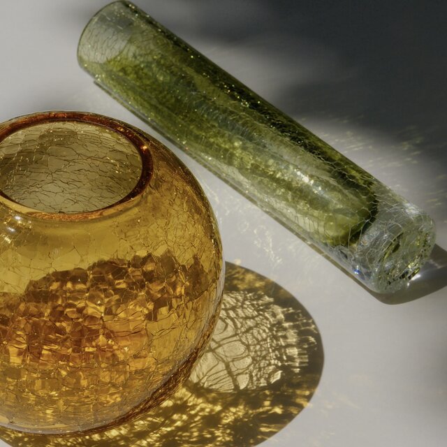 Crackle Glass Vase / ドイツ製 / ヴィンテージ / ガラス花瓶
