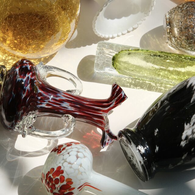 Crackle Glass Vase / ドイツ製 / ヴィンテージ / ガラス花瓶