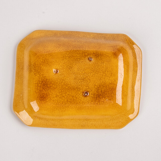 民平焼 珉平焼 豆皿 小皿 角皿 懐石 淡路珉平焼 黄釉陰刻八角小皿 豆皿 個体B | iichi 日々の暮らしを