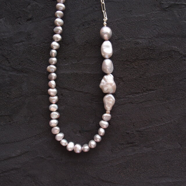SV】Baroque Pearl Asymmetry Necklace ／バロックパール 非対称
