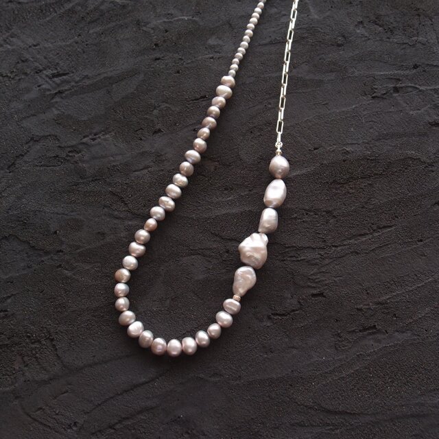 SV】Baroque Pearl Asymmetry Necklace ／バロックパール 非対称