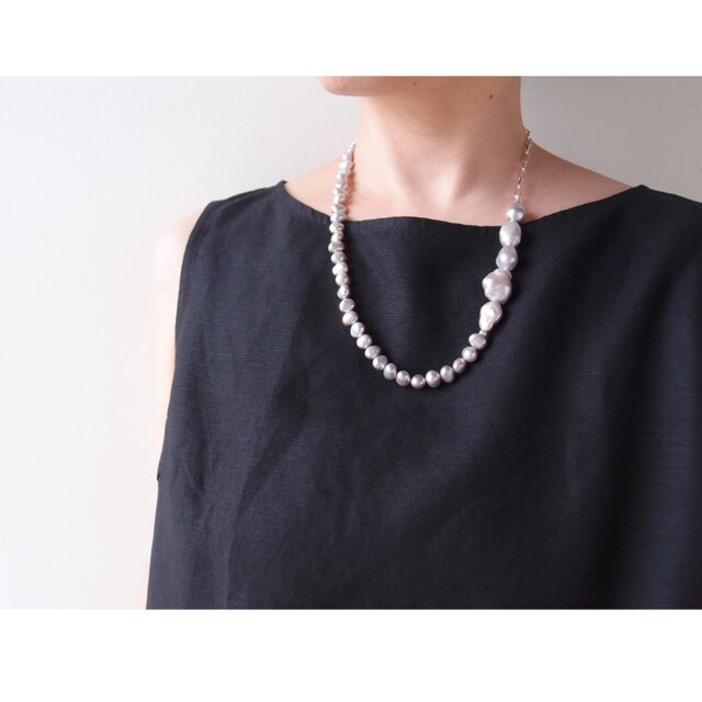 SV】Baroque Pearl Asymmetry Necklace ／バロックパール 非対称
