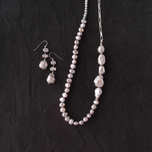 SV】Baroque Pearl Asymmetry Necklace ／バロックパール 非対称