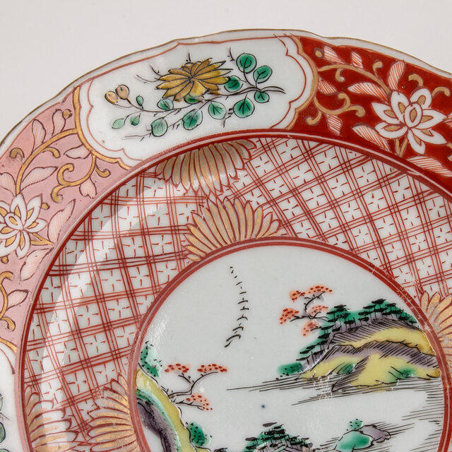 古伊万里 染錦山水草花文 七寸皿 明治時代 E1854A | iichi 日々の