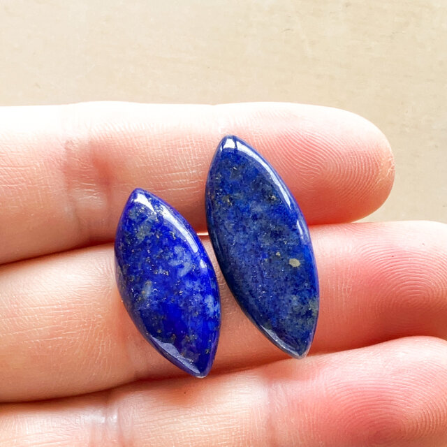 ラピスラズリ[188] 24x11, 28x12mm ペア ルース ／天然石