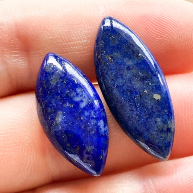 ラピスラズリ[188] 24x11, 28x12mm ペア ルース ／天然石
