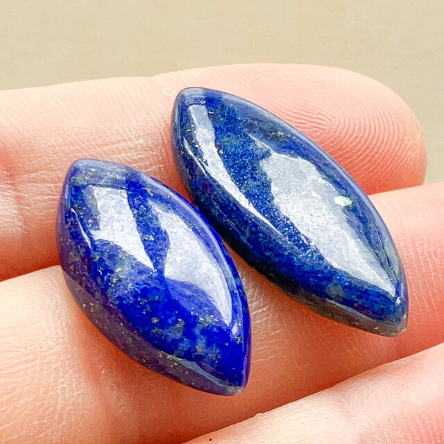 ラピスラズリ[188] 24x11, 28x12mm ペア ルース ／天然石