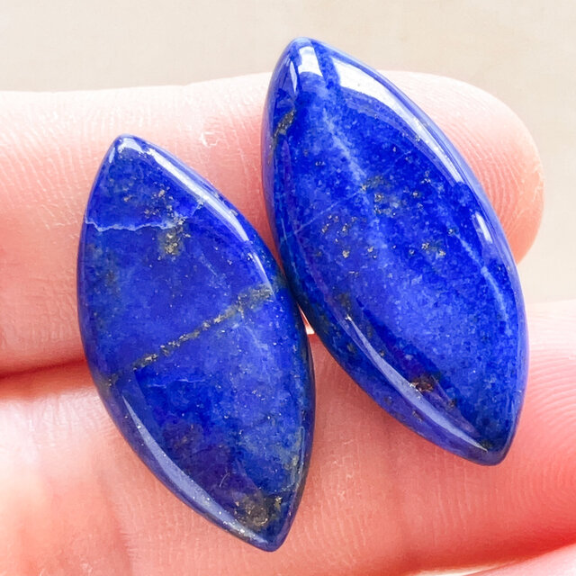 ラピスラズリ　ルース ラピスラズリ[191] 26x13, 29x13mm ペア ルース ／天然石