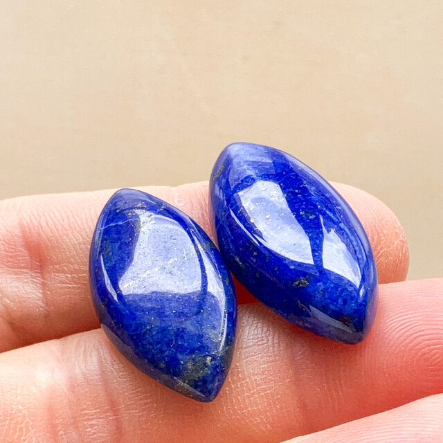 ラピスラズリ[191] 26x13, 29x13mm ペア ルース ／天然石