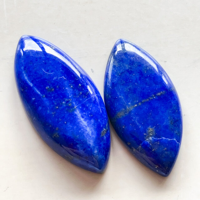 ラピスラズリ[191] 26x13, 29x13mm ペア ルース ／天然石