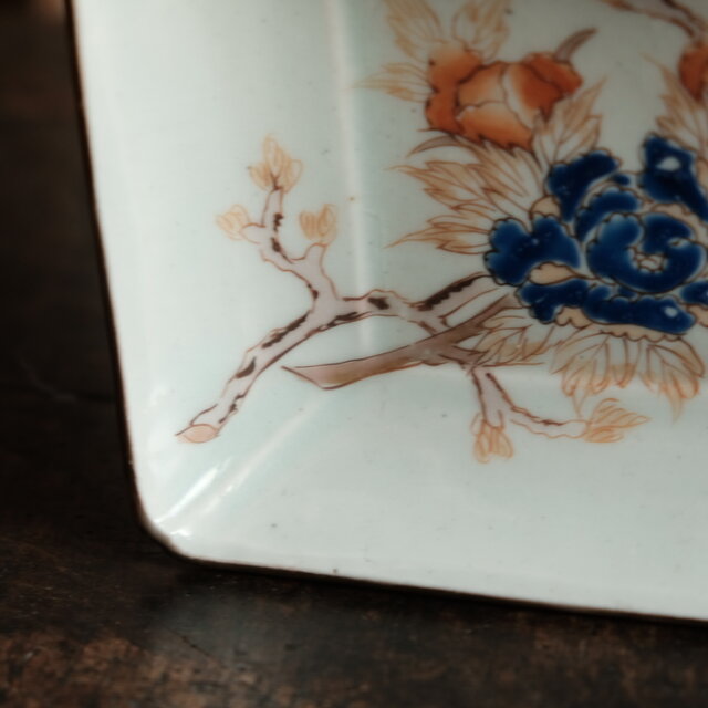 特価¥4400→¥3300】花と蝶々◇伊万里 花蝶文長方皿 刺身皿 芍薬 骨董