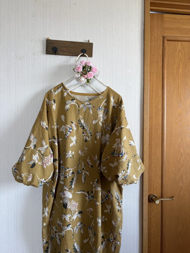 綿麻シーチングのバルーン袖ワンピース | iichi 日々の暮らしを 