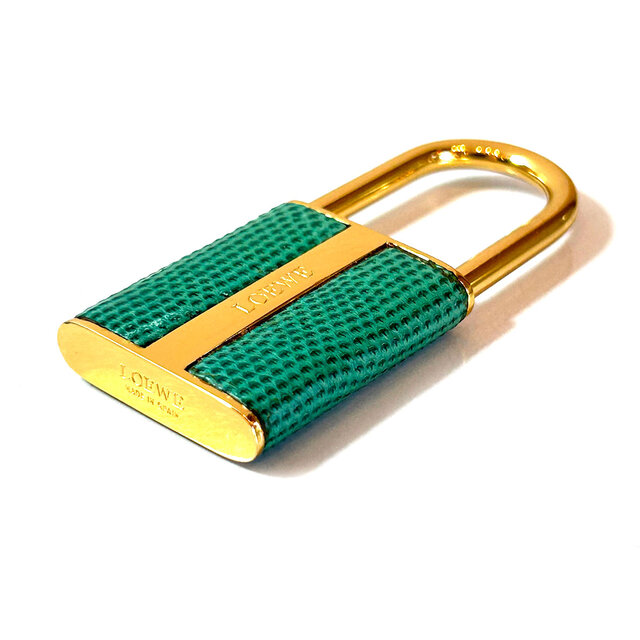 LOEWE Slide-Open Padlock Charm in Green & Gold | iichi 日々の