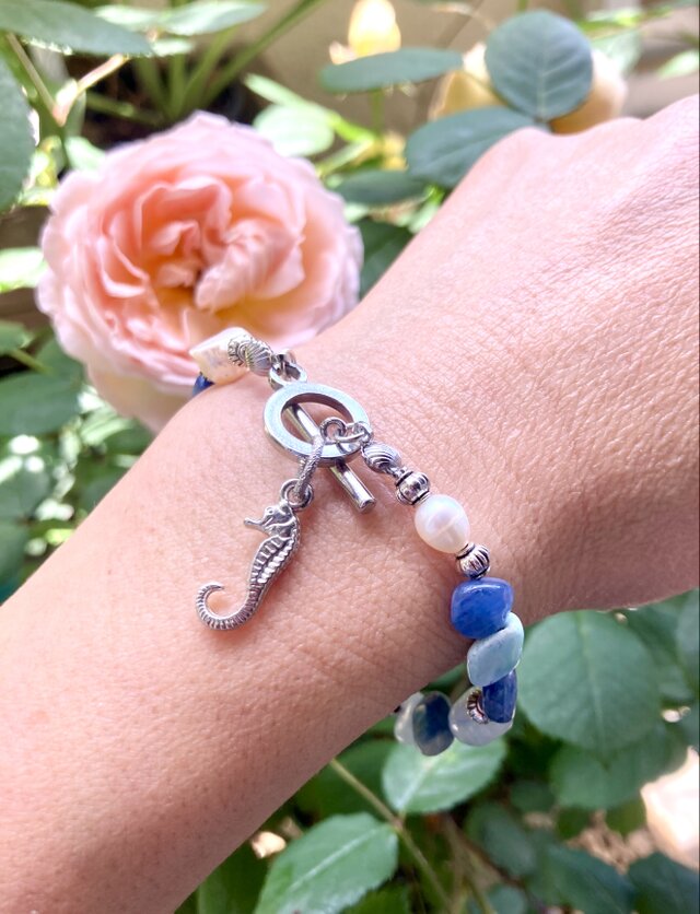 Seahorse Lagoon & Blue Horizon Bracelet ラリマー＆カイヤナイト 