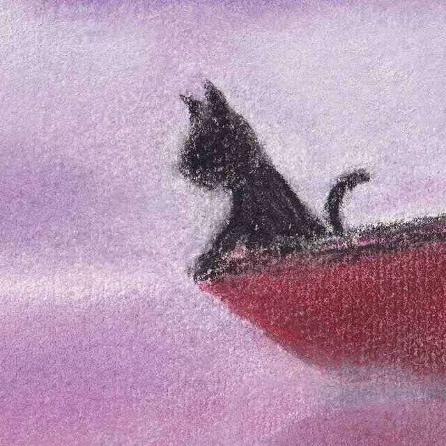 朝もやを進む - Journey of Cats （旅する猫）（パステル画 原画