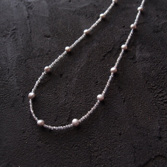 Labradorite × Pearl Station Necklace／ラブラドライト×パール 