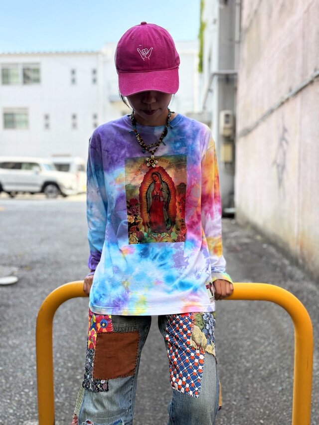 カラフルタイダイ タイダイ ロングスリーブ Tシャツ カラフル Mサイズ グアダルーペ