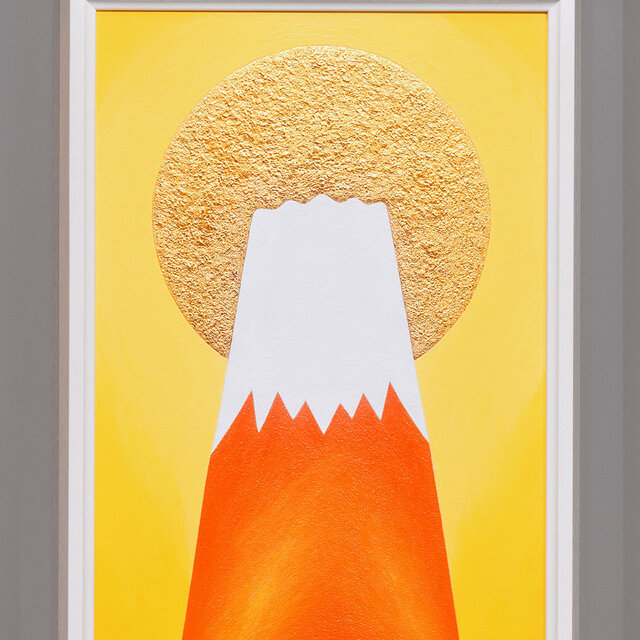金の太陽の大発展赤富士』24K純金箔使用○がんどうあつし油絵WF3