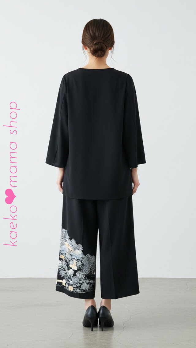 浴衣リメイクワンピースチュニックとワイドパンツ チュニック＆ワイドパンツ✿浴衣✿黒留袖✿風呂敷（着物リメイク） 5