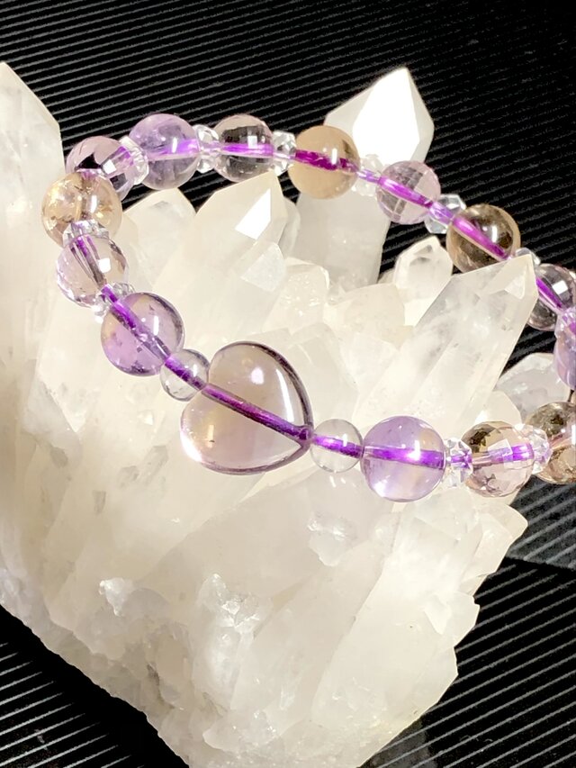 アメトリン ハート デザイン 天然石ブレスレット | iichi 日々の暮らし