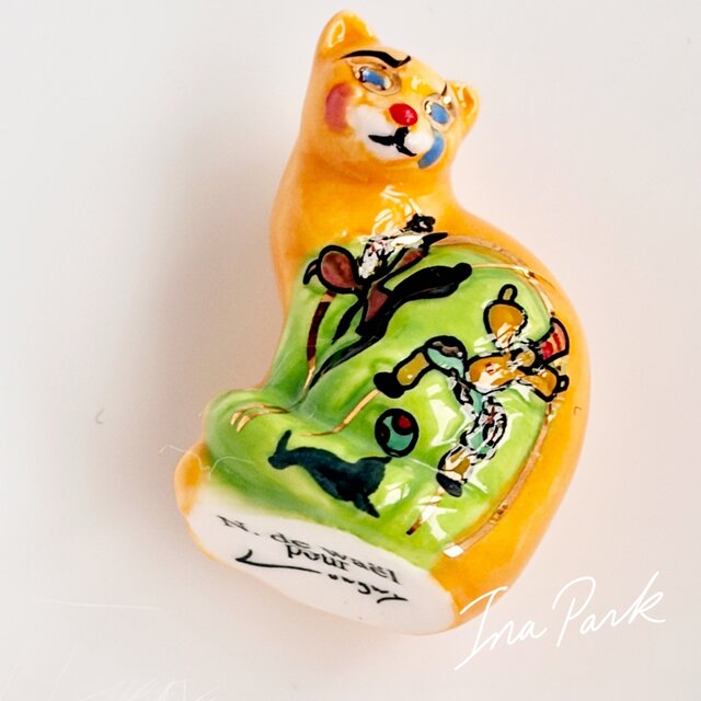 Longwy ロンウィー エナメルキャット 猫のフェーブ 装飾陶器 フェーヴ