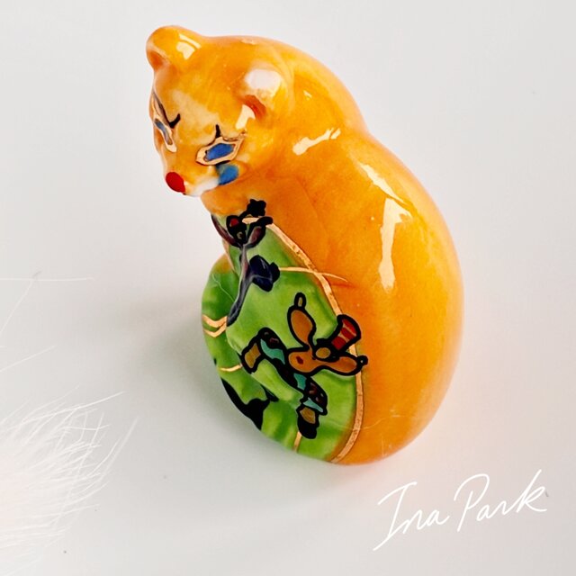 Longwy ロンウィー エナメルキャット 猫のフェーブ 装飾陶器 フェーヴ