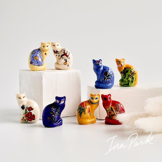 Longwy ロンウィー エナメルキャット 猫のフェーブ 装飾陶器 フェーヴ