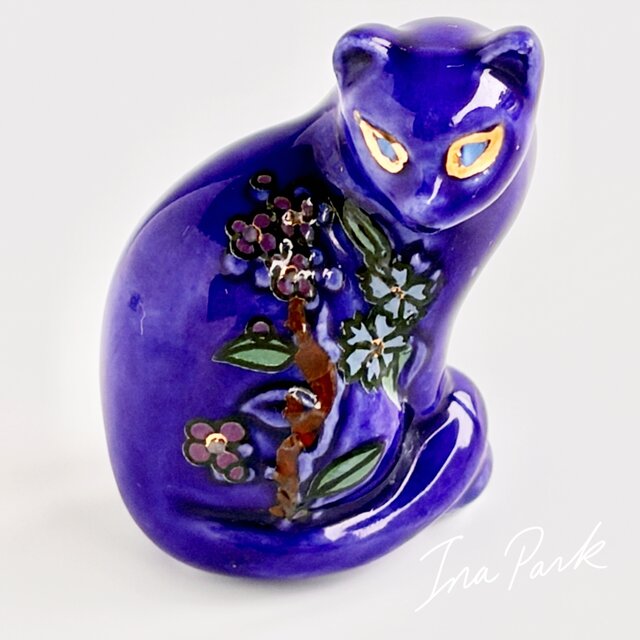 Longwy ロンウィー エナメルキャット 猫のフェーブ 装飾陶器 フェーヴ