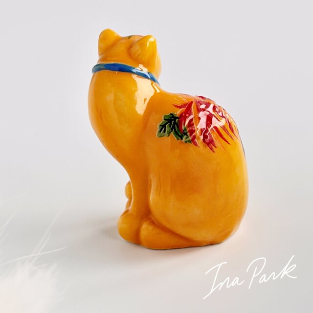 Longwy ロンウィー エナメルキャット 猫のフェーブ 装飾陶器 フェーヴ