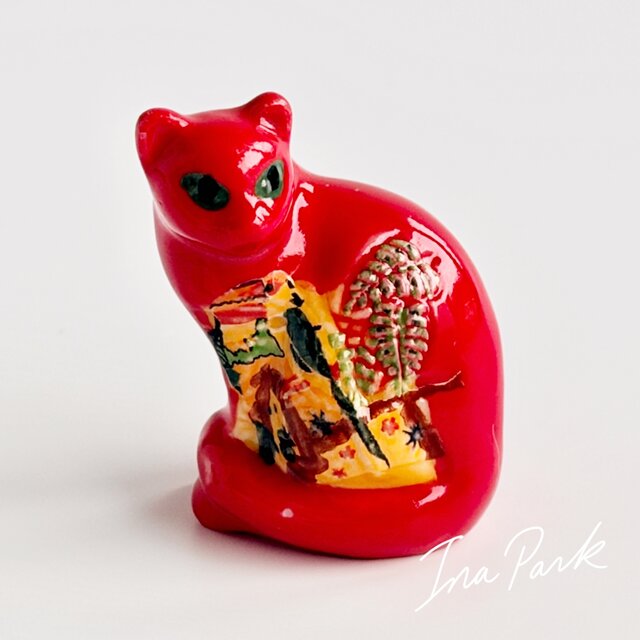 Longwy ロンウィー エナメルキャット 猫のフェーブ 装飾陶器 フェーヴ