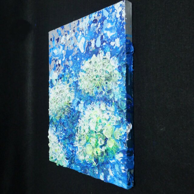 初夏の雫】3Dテクスチャーアート / 紫陽花カラーのモダン油絵 | iichi